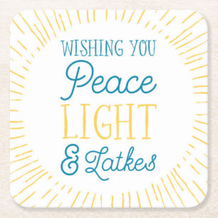 Posavasos Cuadrado De Papel Hanukkah Paper Coaster