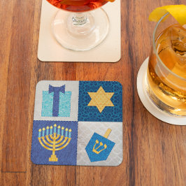 Posavasos Cuadrado De Papel Hanukkah Quilt Coasters