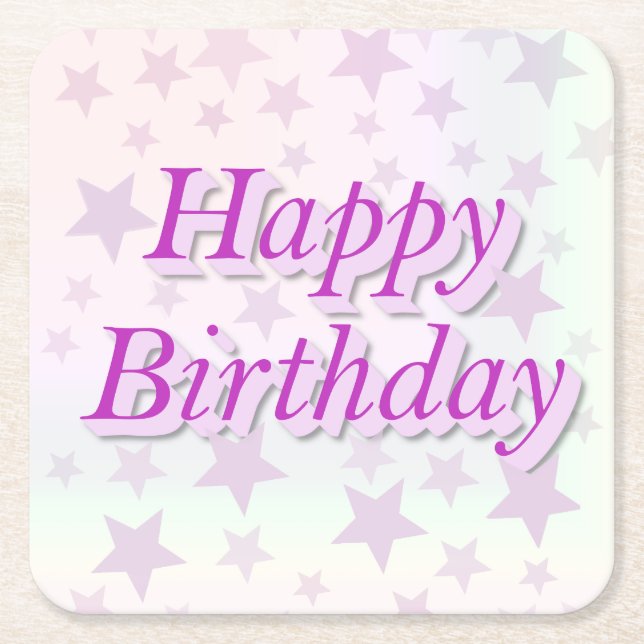 Posavasos Cuadrado De Papel Happy Birthday!! (Anverso)