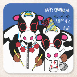 Posavasos Cuadrado De Papel Happy Cows Chanukah