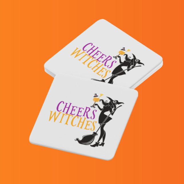 Posavasos Cuadrado De Papel Happy Halloween Cheers Witches Party (Subido por el creador)