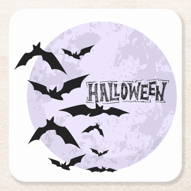 Posavasos Cuadrado De Papel Happy Halloween Dessous-de-verre en papier (Anverso)