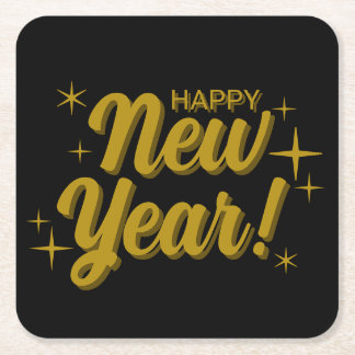 Posavasos Cuadrado De Papel Happy New Years Coaster