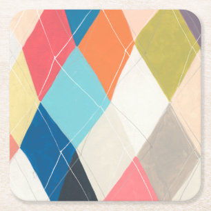 Posavasos Cuadrado De Papel Harlequin Hopscotch - Patrón Argyle