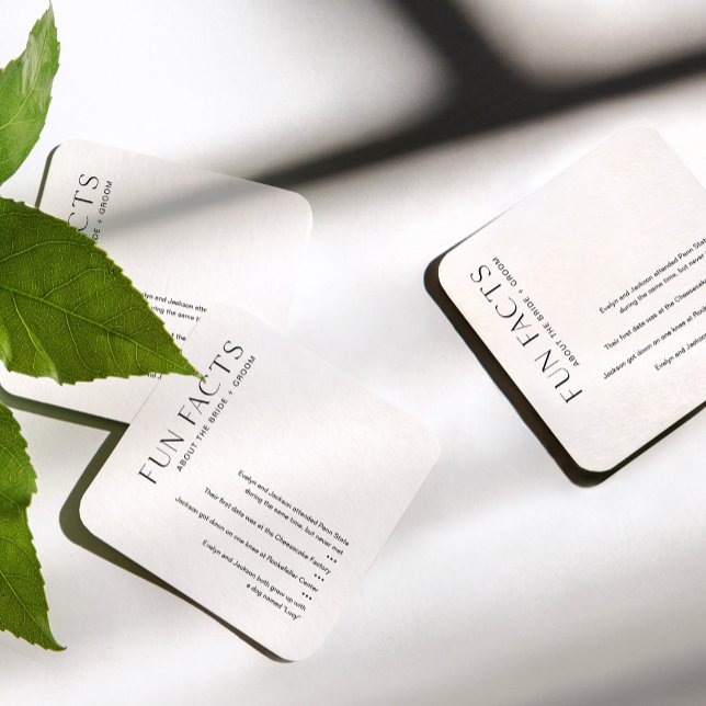 Posavasos Cuadrado De Papel HARLOW Fun Facts About the Bride & Groom Coaster (Subido por el creador)