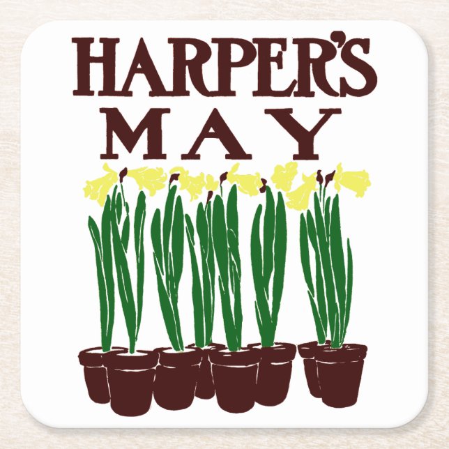 Posavasos Cuadrado De Papel Harper's 1899 Edward Penfield Daffodils (Anverso)
