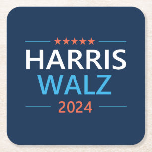 Posavasos Cuadrado De Papel Harris Walz 2024 Presidente