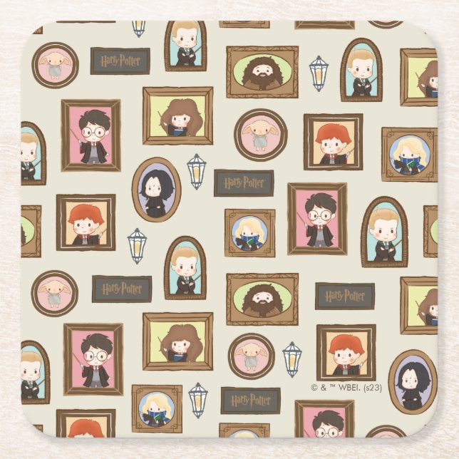 Posavasos Cuadrado De Papel HARRY POTTER™ Chibi Picture Frame Pattern (Anverso)