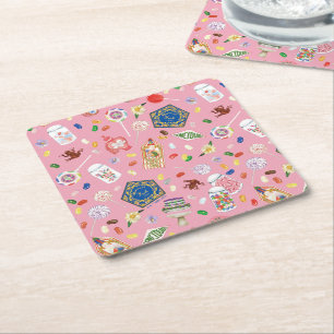 Posavasos Cuadrado De Papel HARRY POTTER™   Chocolate Frogs & Candy Pattern