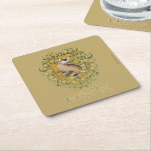 POSAVASOS CUADRADO DE PAPEL HARRY POTTER™   ESCUDO DE HUFFLEPUFF™