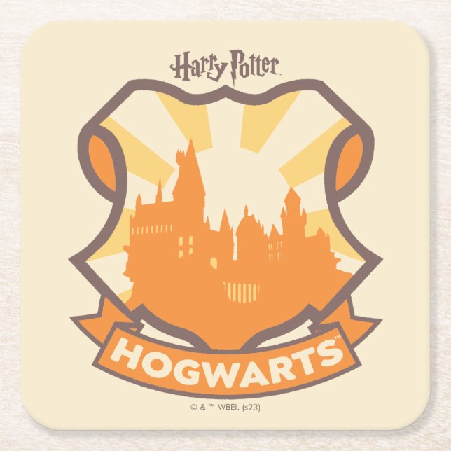 Posavasos Cuadrado De Papel HARRY POTTER™ | Escudo Summer Magic HOGWARTS™ (Anverso)