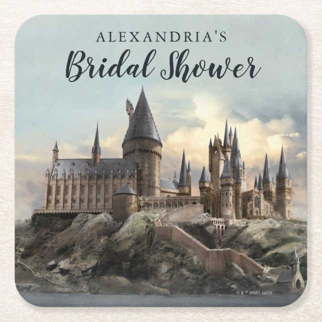 Posavasos Cuadrado De Papel Harry Potter | Hogwarts Castle Bridal Shower (Anverso)