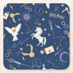 Posavasos Cuadrado De Papel HARRY POTTER™ Patrón de Iconos del Solsticio de Ve
