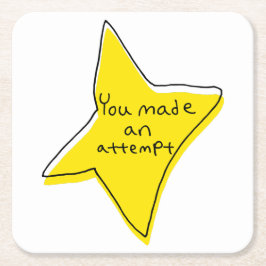 Posavasos Cuadrado De Papel Has Intentado. Estrella Amarilla