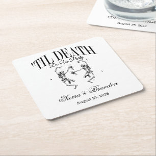 Posavasos Cuadrado De Papel Hasta La Muerte, ¿Nos Hace La Boda Personalizada N