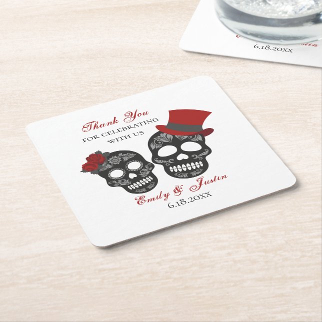 Posavasos Cuadrado De Papel Hasta que la Muerte nos Separe | Favor de Boda Pap (En perspectiva)