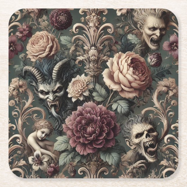 Posavasos Cuadrado De Papel Haunted Harmonics – Gothic Victorian  (Anverso)