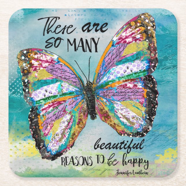 Posavasos Cuadrado De Papel Hay Tantas Razones Hermosas (Anverso)