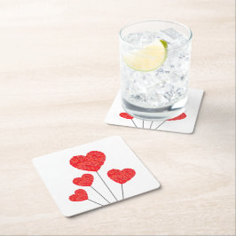 Posavasos Cuadrado De Papel Heart Balloons Illustration Design