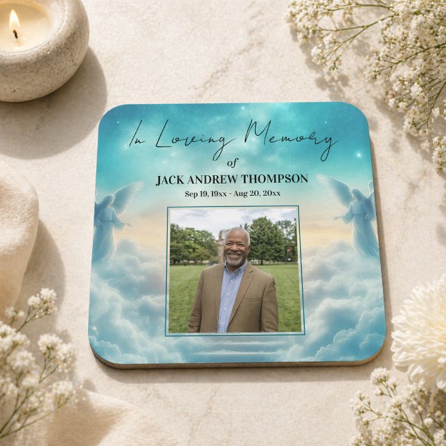 Posavasos Cuadrado De Papel Heaven Angels Celebration Of Life Photo  (Subido por el creador)