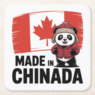Posavasos Cuadrado De Papel Hecho en Chinada Panda - Chino canadiense