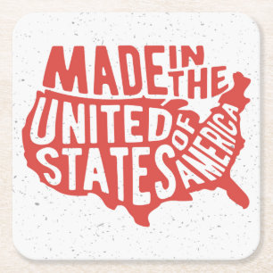 Posavasos Cuadrado De Papel Hecho en la tipografía de los Estados Unidos de