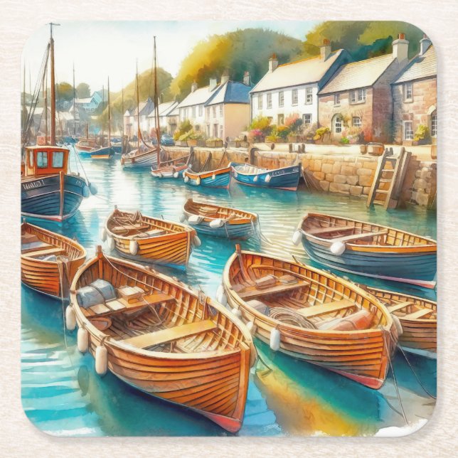 Posavasos Cuadrado De Papel Hecho por el día (Anverso)