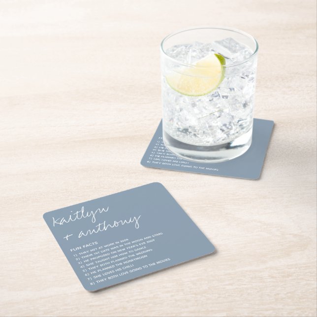 Posavasos Cuadrado De Papel Hechos Divertidos Sobre El Boda Moderno De Los Rec (In situ)