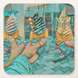 Posavasos Cuadrado De Papel Helado de chocolate