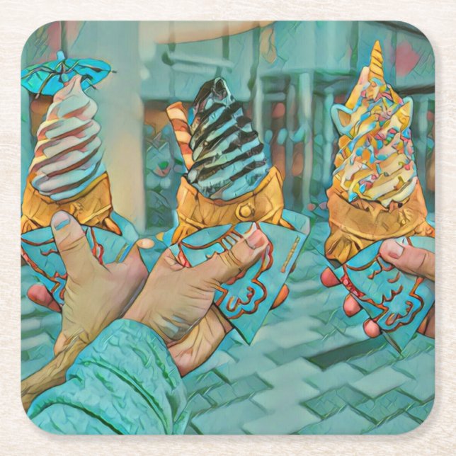 Posavasos Cuadrado De Papel Helado de chocolate (Anverso)