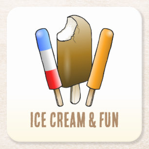 Posavasos Cuadrado De Papel Helado y diversión