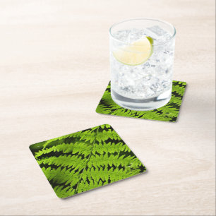 Posavasos Cuadrado De Papel helecho verde
