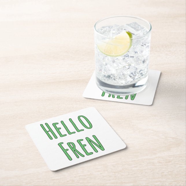 Posavasos Cuadrado De Papel Hello Fren (In situ)