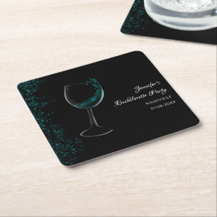 Posavasos Cuadrado De Papel Hen fiesta blue Mocktail bachelorette