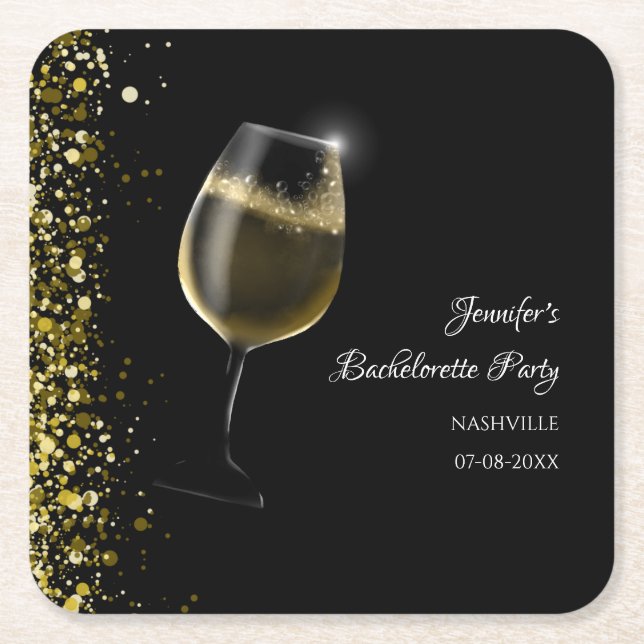 Posavasos Cuadrado De Papel Hen fiesta gold Mocktail bachillerato (Anverso)