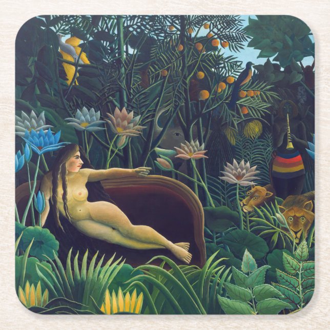 Posavasos Cuadrado De Papel Henri Rousseau - El sueño / Le Reve (Anverso)