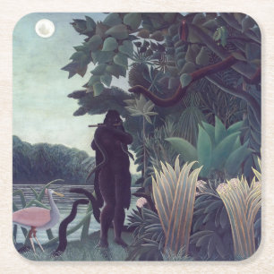 Posavasos Cuadrado De Papel Henri Rousseau - La encantadora de serpientes
