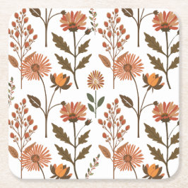 Posavasos Cuadrado De Papel Herbstliches Blumenarrangement