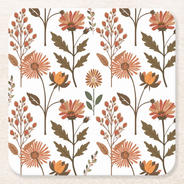 Posavasos Cuadrado De Papel Herbstliches Blumenarrangement (Anverso)