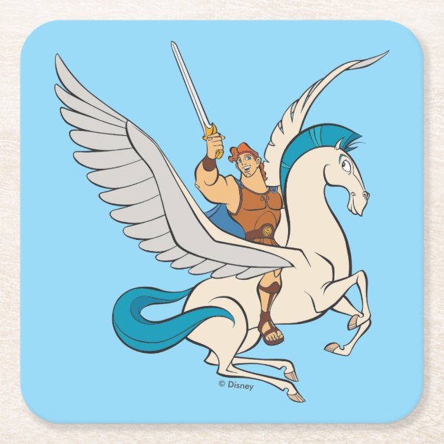 Posavasos Cuadrado De Papel Hercules Riding Pegasus Square Paper Coaster (Anverso)