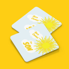 Posavasos Cuadrado De Papel Here Comes The Son Boy Baby Shower