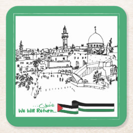 Posavasos Cuadrado De Papel Herencia y esperanza palestinas: Regresaremos