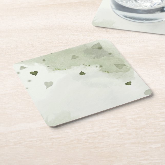 Posavasos Cuadrado De Papel hermosa acuarela verde (En perspectiva)