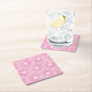 Posavasos Cuadrado De Papel Hermosa flor de margarita, Ilustracion de semitono