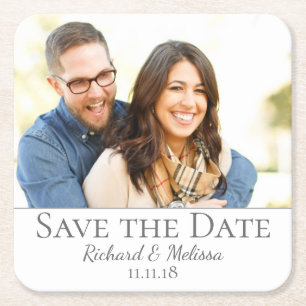Posavasos Cuadrado De Papel Hermosa foto de Save the Date