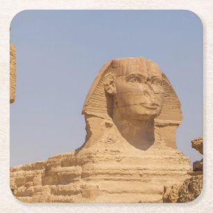 Posavasos Cuadrado De Papel Hermosa vista de la antigua Gran Esfinge en Egipto