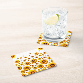 Posavasos Cuadrado De Papel Hermosas flores amarillas