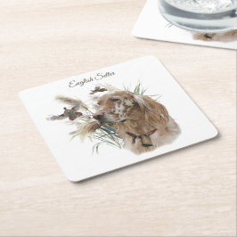 Posavasos Cuadrado De Papel Hermoso asentamiento con faisanes, arte