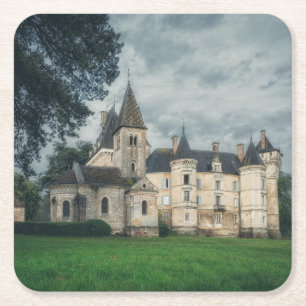 Posavasos Cuadrado De Papel Hermoso Castillo Antiguo en el corazón de Francia