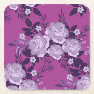 Posavasos Cuadrado De Papel Hermoso Conjunto Abstracto De Monstruo Floral